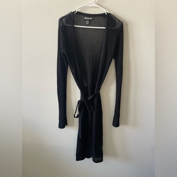 Guess jeans black fishnet cardigan weigh tie waist - Picture 3 of 3